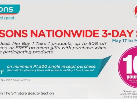 Watsons Nationwide 3-Day Sale May 2013
