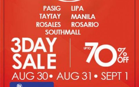 SM Supermalls (Pasig, Lipa, Taytay, Manila, Rosales, Rosario, Southmall) 3-Day Sale August - September 2013