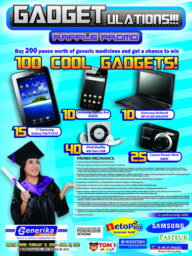 Generika Drugstores' Gadgetulations Raffle Promo 2012