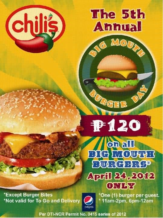 Chilis Big Mouth Burger Day 2012