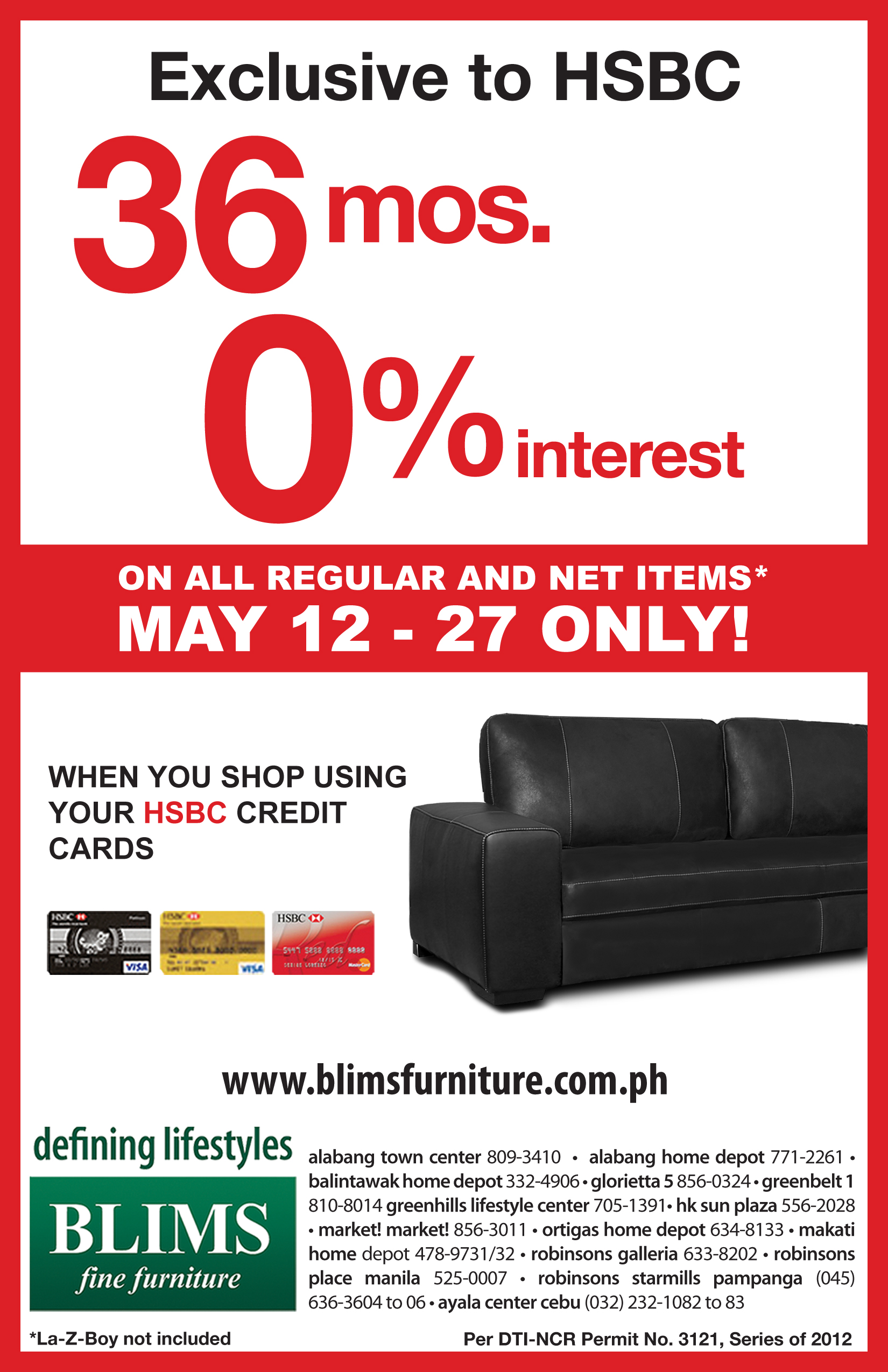 BLIMS Furniture Promo May 2012