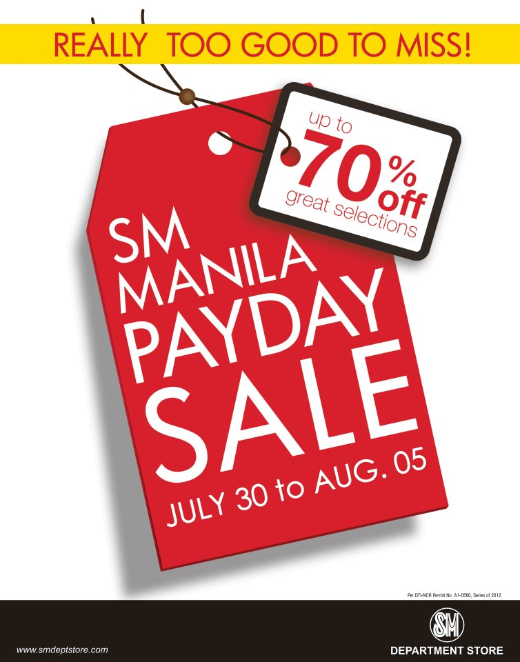 SM Manila Payday Sale July - August 2012