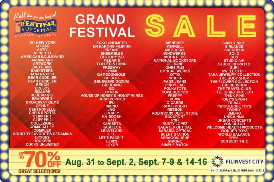 Grand Festival Sale Participating Stores August - September 2012