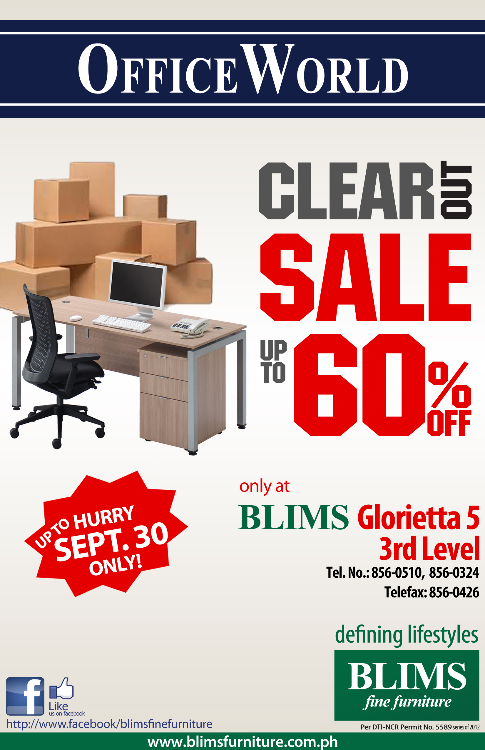 Office World Clear Out Sale @ BLIMS Glorietta 5 September 2012