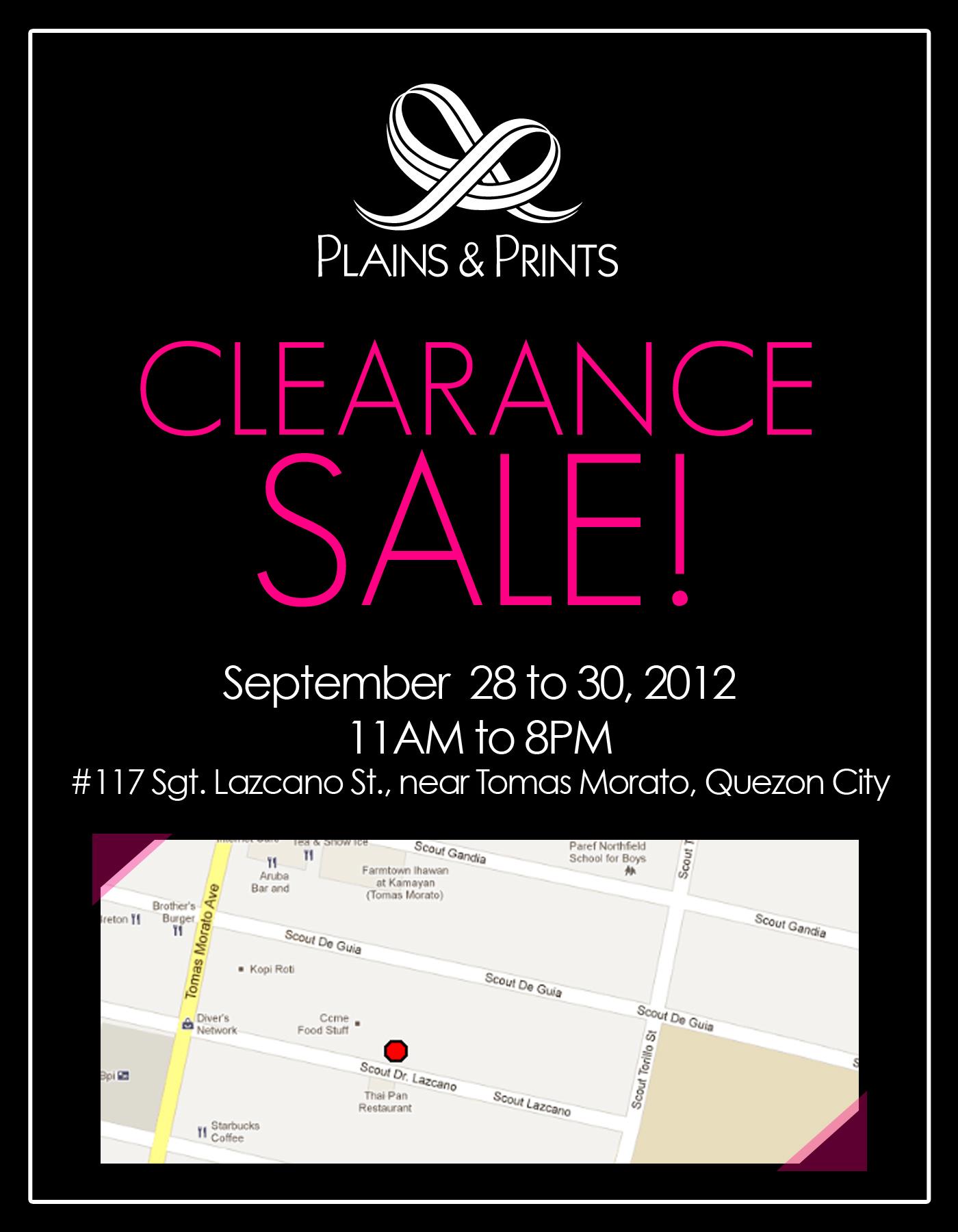 Plains & Prints Clearance Sale September 2012