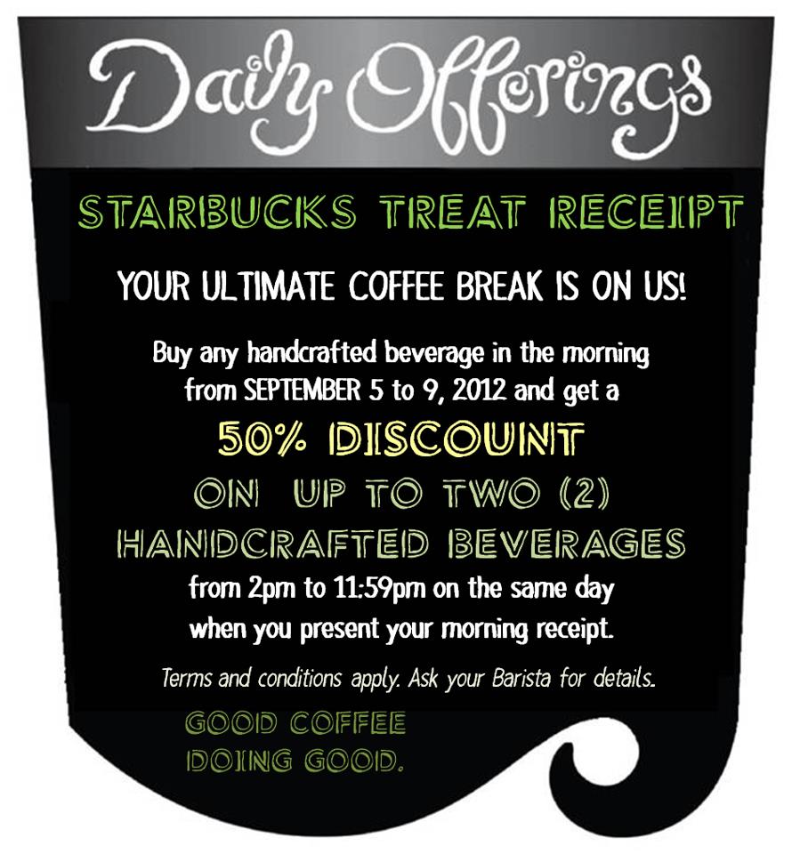 Starbucks Treat Receipt September 2012