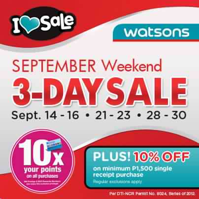 Watsons September Weekend Sale 2012