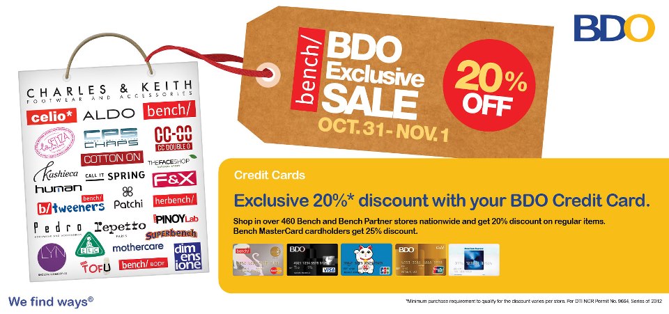 Bench + BDO Exclusive Sale October 2012