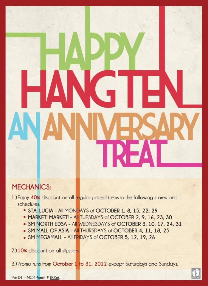 Hang Ten Anniversary Sale October 2012