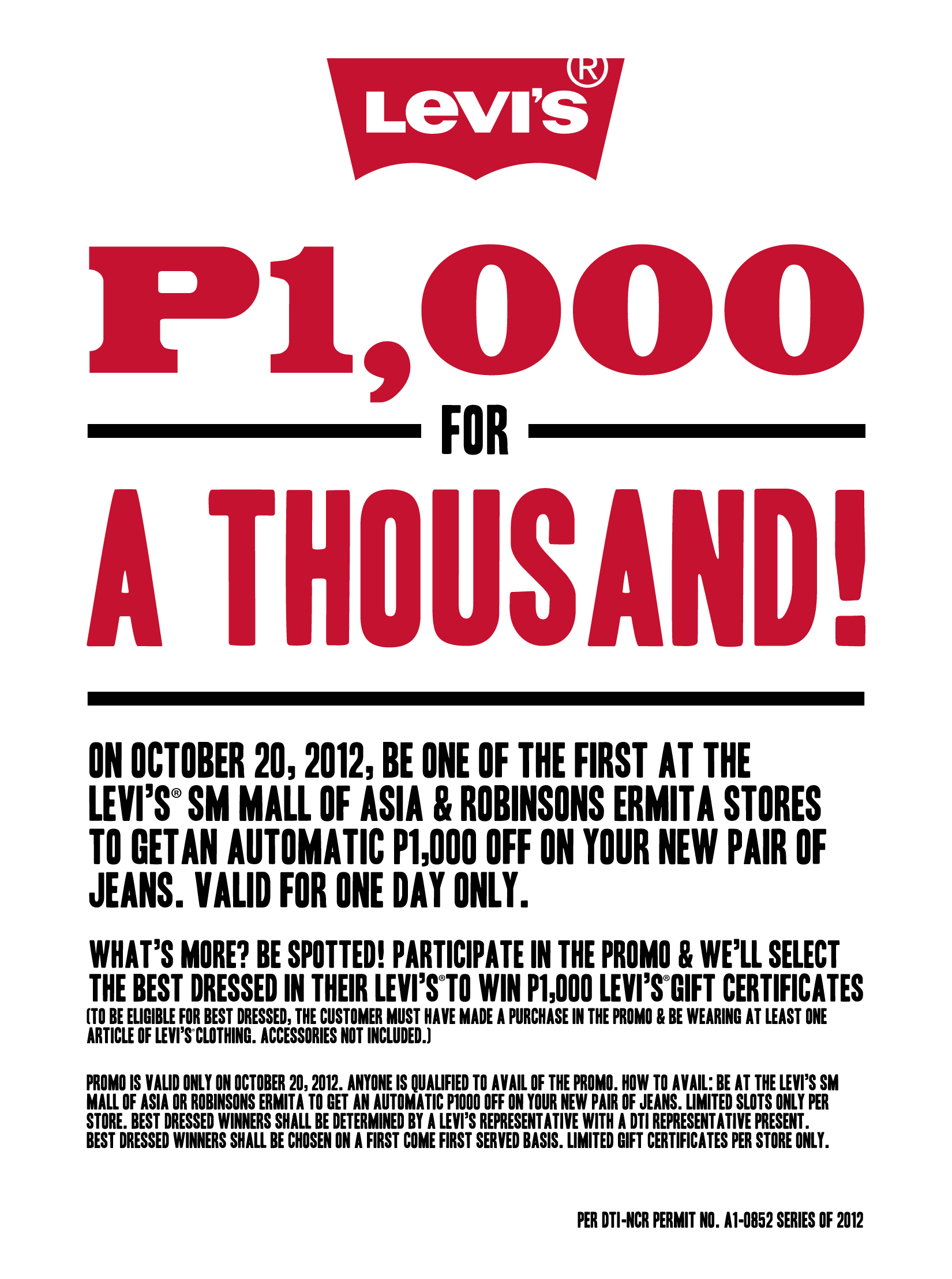 Levi's 1000 for 1000 Promo October 2012