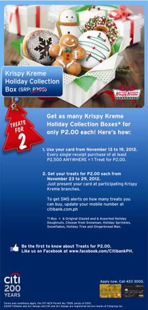 Citibank promo - Krispy Kreme Php 2 Treat November 2012