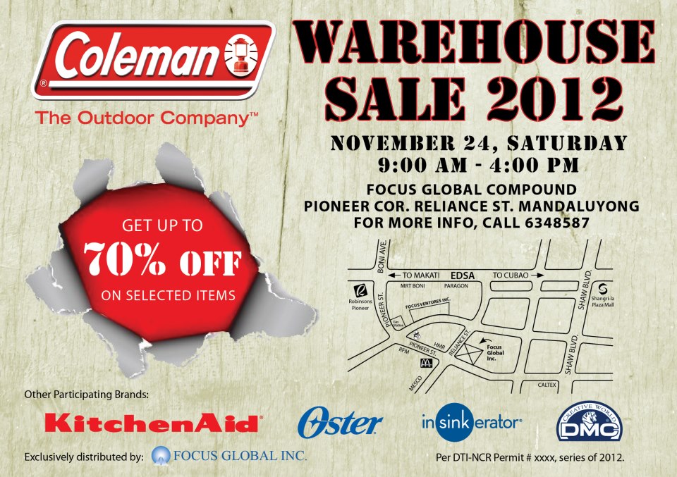 Coleman Warehouse Sale November 2012