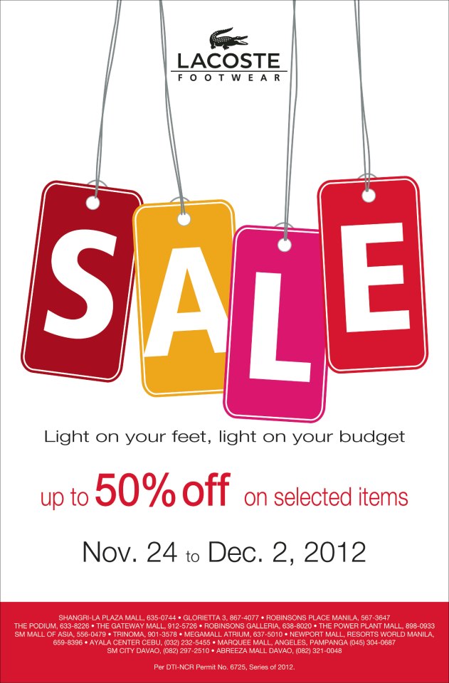 Lacoste Footwear Sale November - December 2012