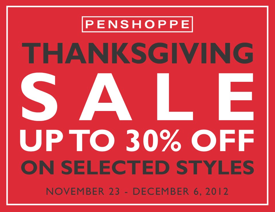 Penshoppe Thanksgiving Sale November - December 2012