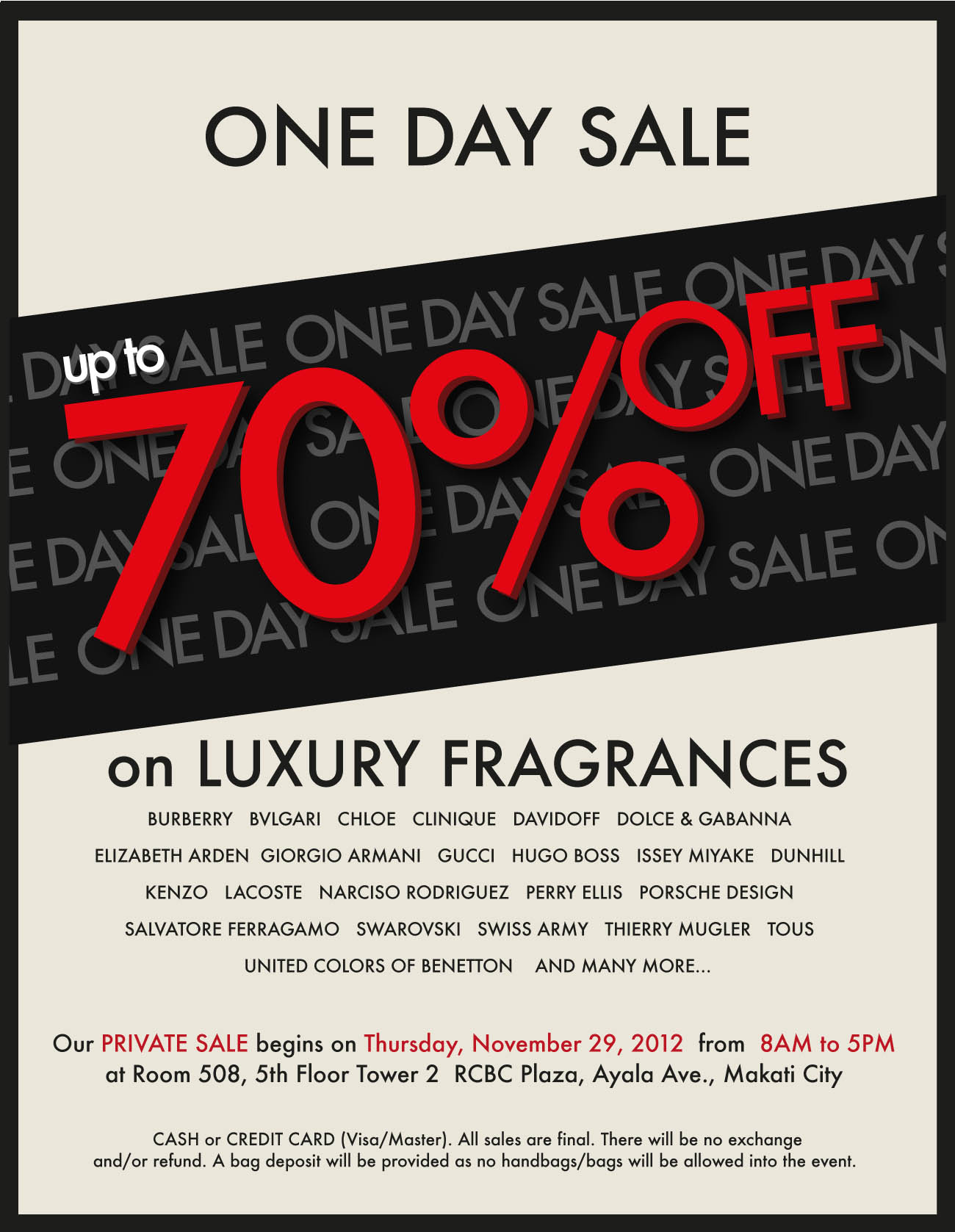 Luxury Fragrance Private Sale @ RCBC Plaza November 2012