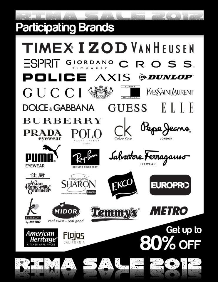 RIMA Sale Participating Brands November - December 2012