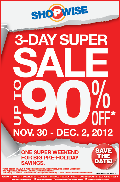 Shopwise 3-Day Super Sale November - December 2012