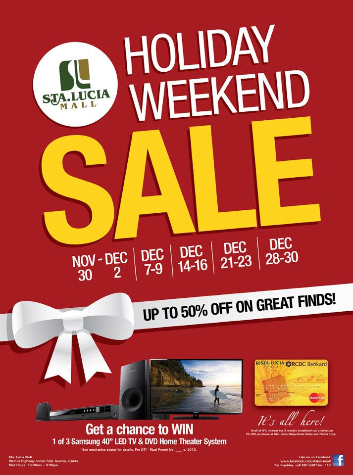 Sta. Lucia East Grand Mall Holiday Weekend Sale November - December 2012