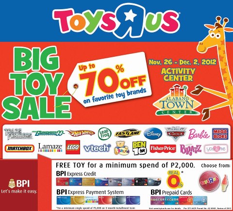 Toys R Us Big Toy Sale @ Alabang Town Center November - December 2012