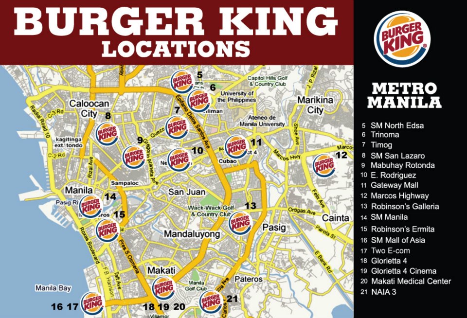 Burger King Restaurants - Metro Manila