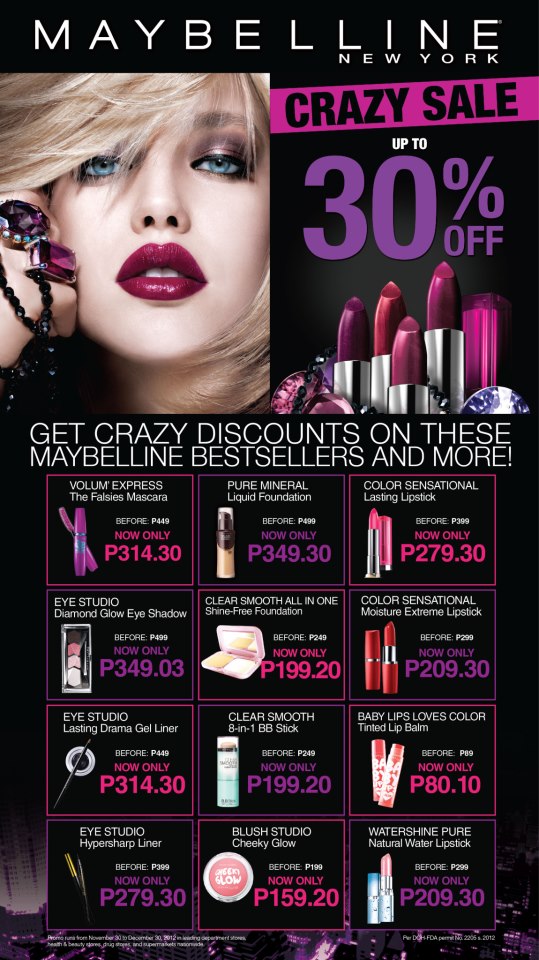 Maybelline Crazy Sale Items December 2012