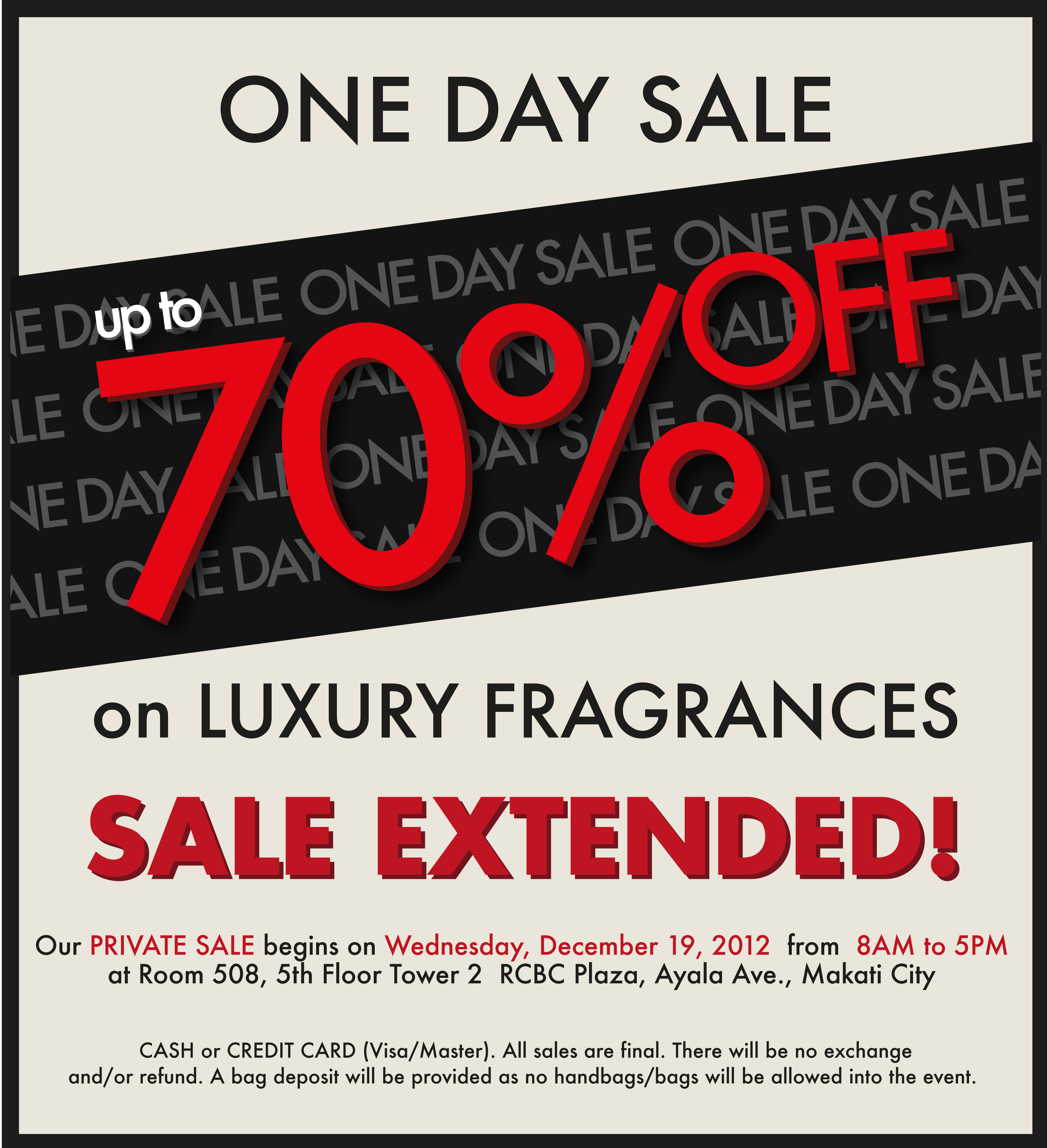 Luxury Fragrance Sale @ RCBC Plaza December 2012