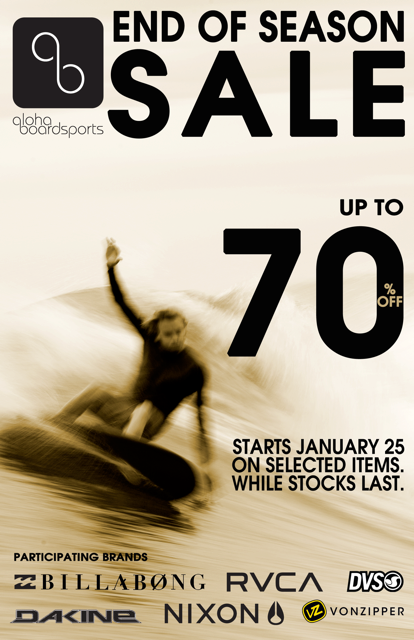 Aloha Boardsports End of Season Sale January 2013