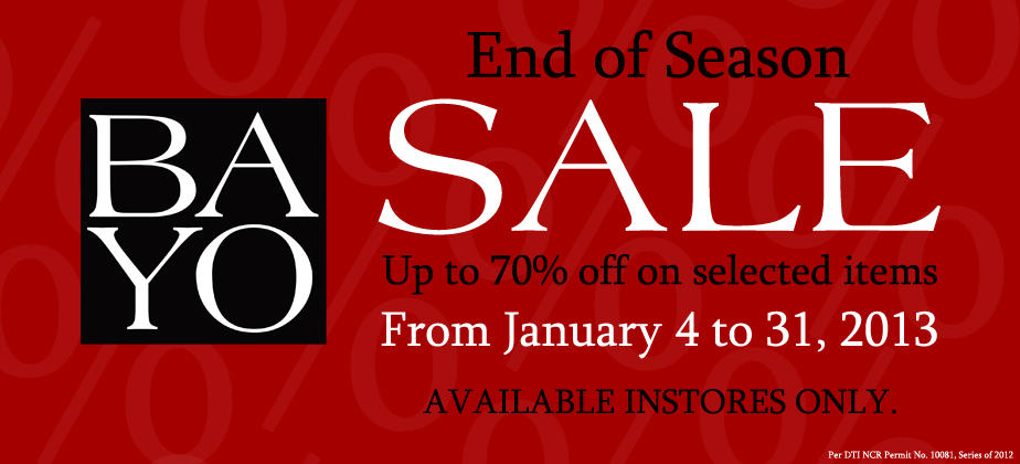 Bayo End of Season Sale January 2013