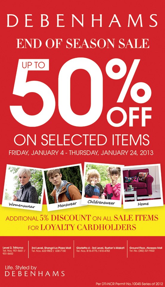 Debenhams End of Season Sale January 2013