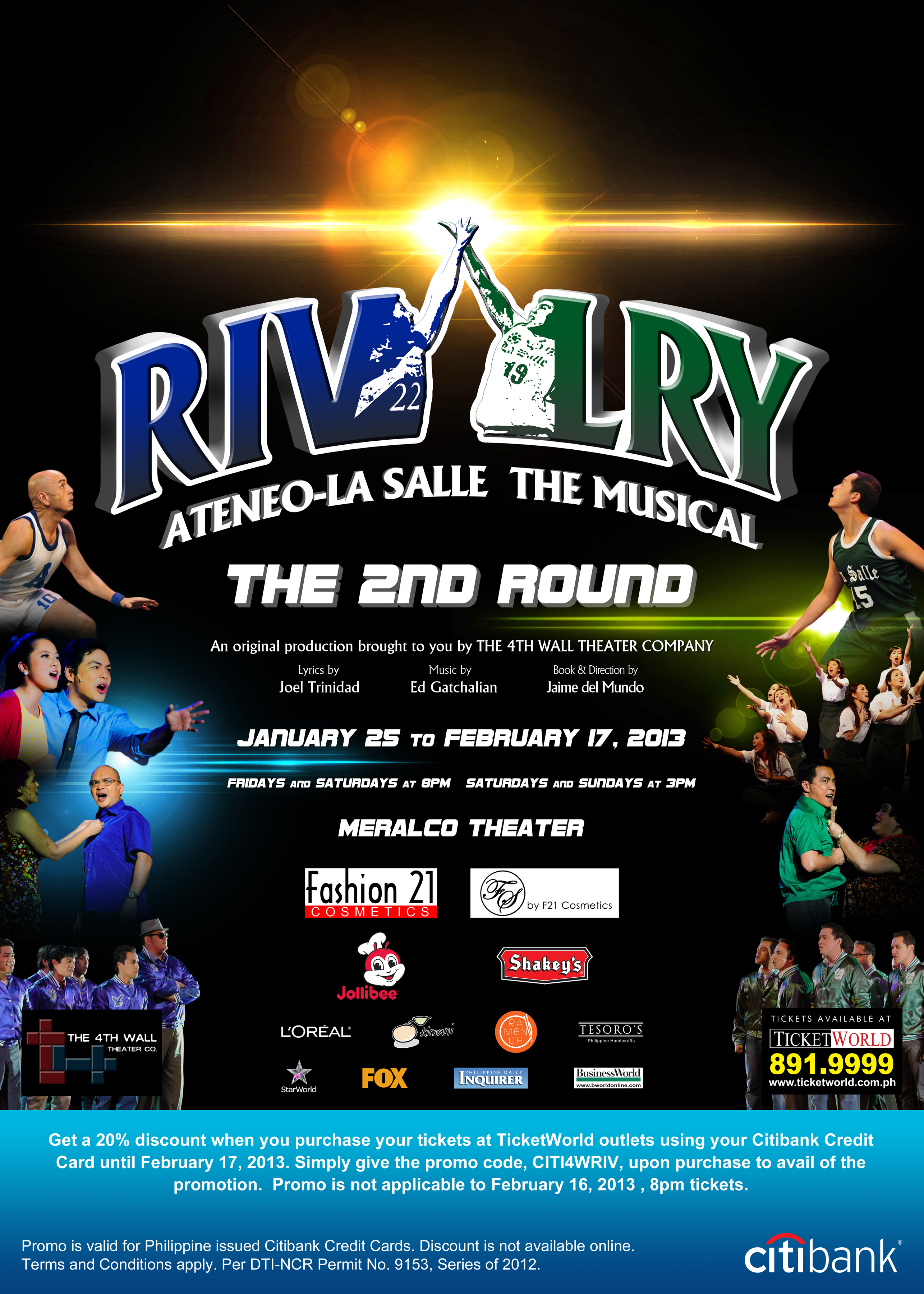Citibank promo: 20% off on Rivalry: The 2nd Round tickets from Ticketworld January - February 2013