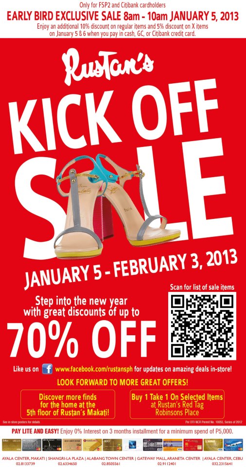 Rustan's Kick off Sale January - February 2013