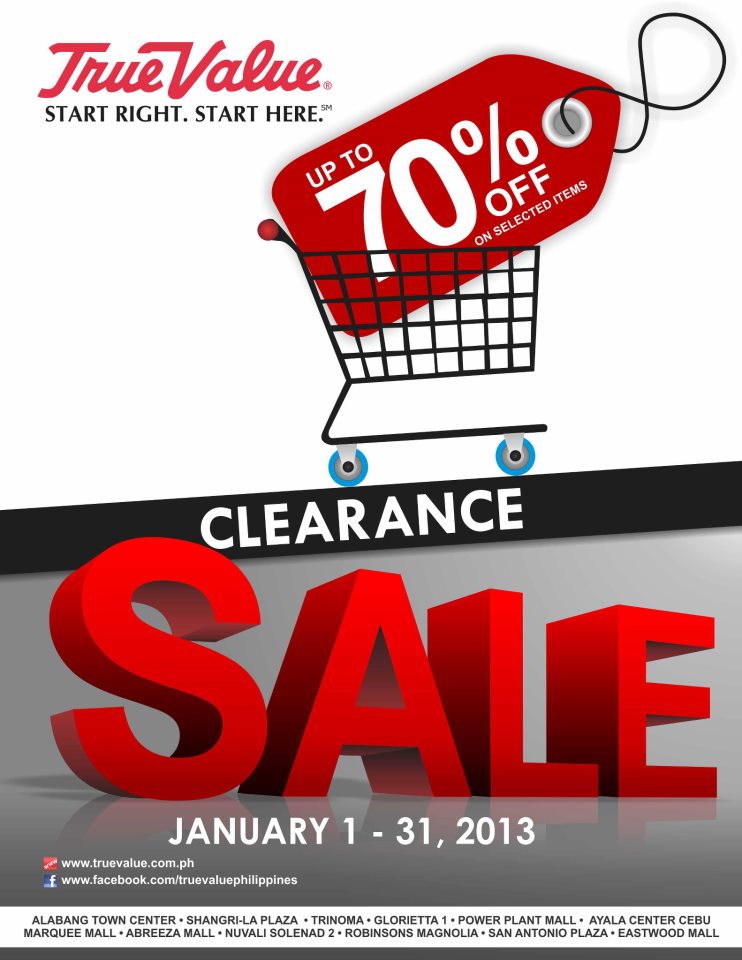 True Value Clearance Sale January 2013