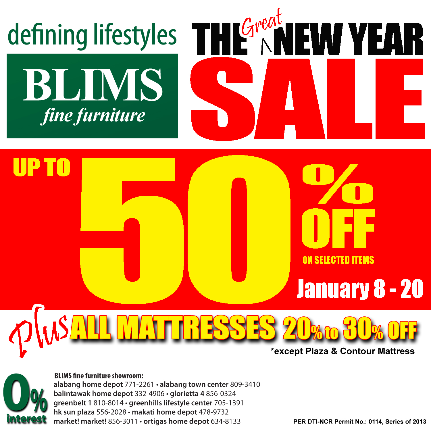 BLIMS Fine Furniture The Great New Year Sale January 2013