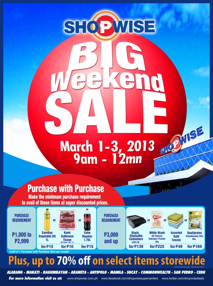 Shopwise Big Weekend Sale March 2013