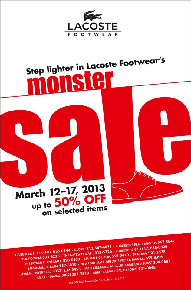 Lacoste Footwear Monster Sale March 2013