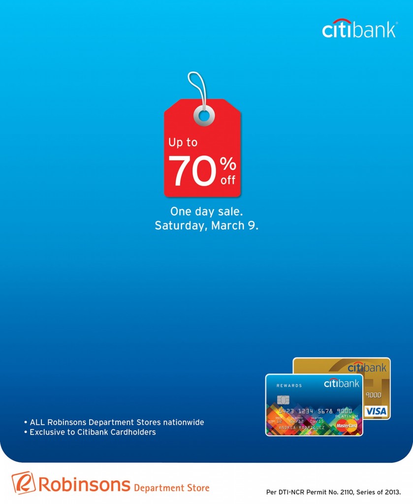 Citibank Promo Exclusive sale Robinsons Department Store March 2013