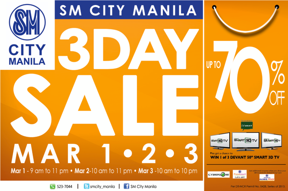 SM City Manila 3-Day Sale March 2013