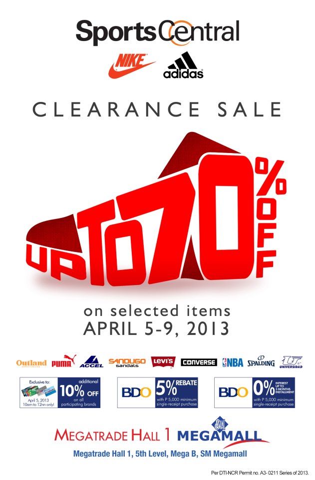 Sports Central Clearance Sale @ SM Megatrade Hall April 2013 | Manila ...