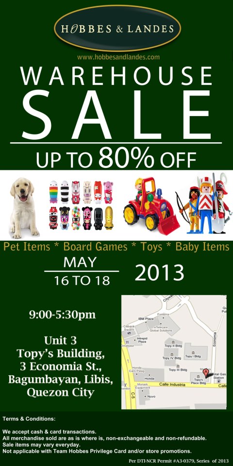 Hobbes & Landes Warehouse Sale May 2013