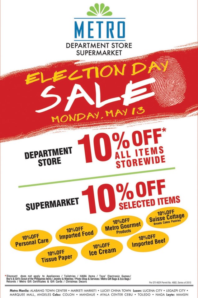 Metro Department Store & Supermarket Election Day Sale May 2013