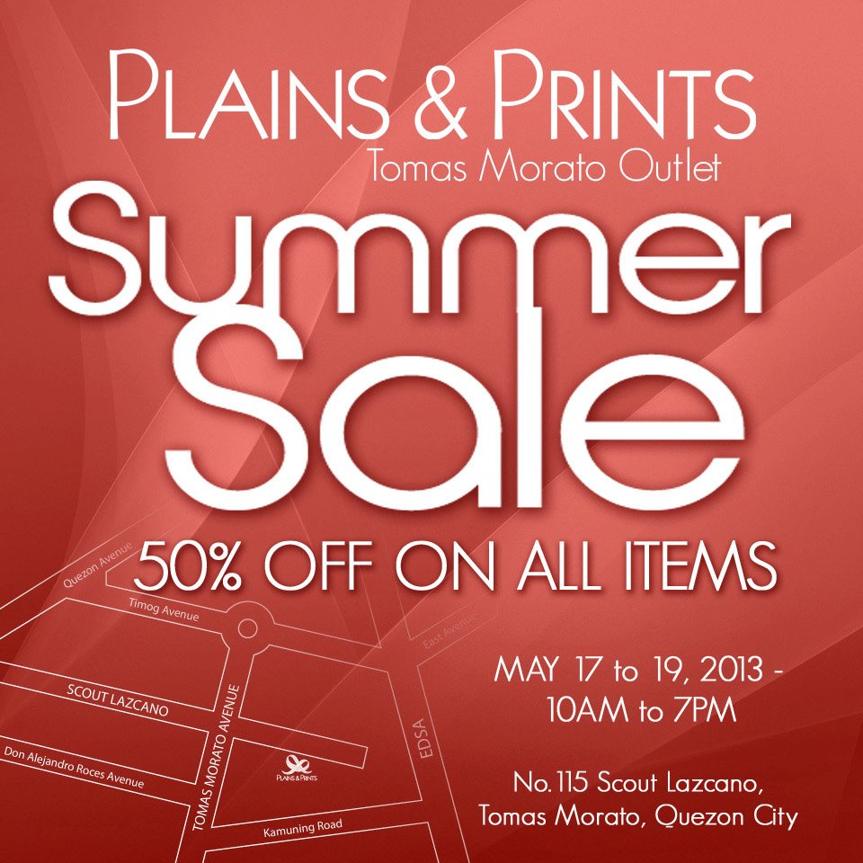 Plains & Prints Summer Sale @ Tomas Morato Outlet May 2013