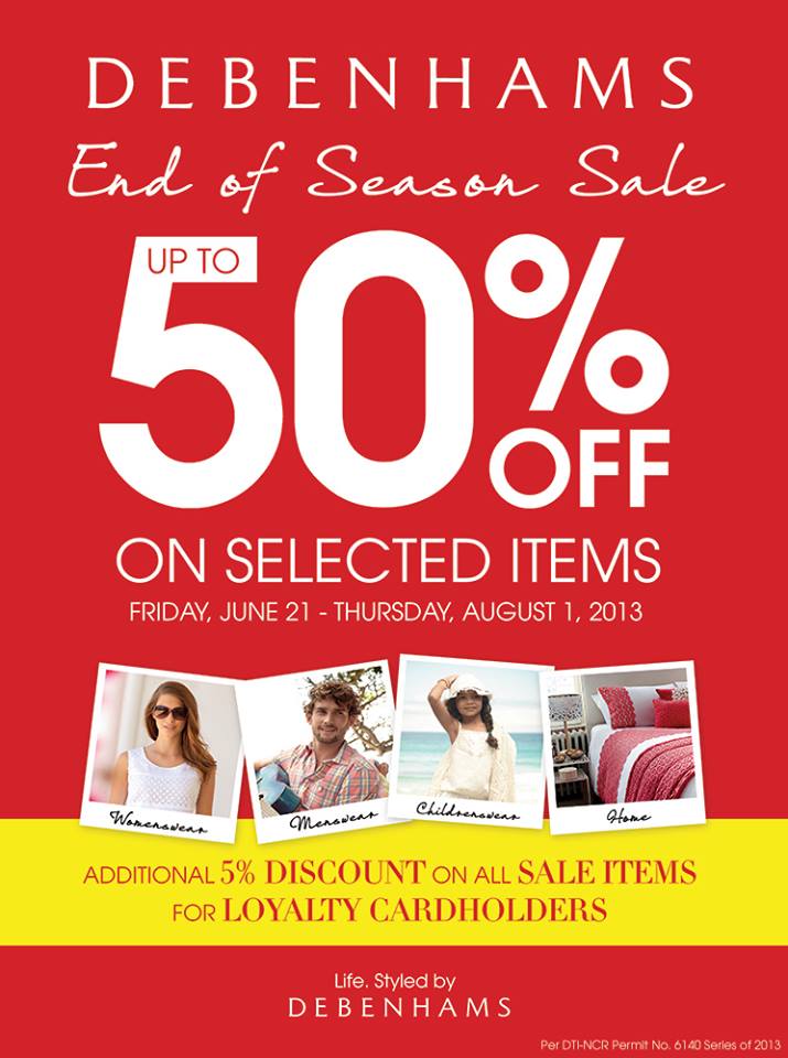 Debenhams End of Season Sale June - August 2013