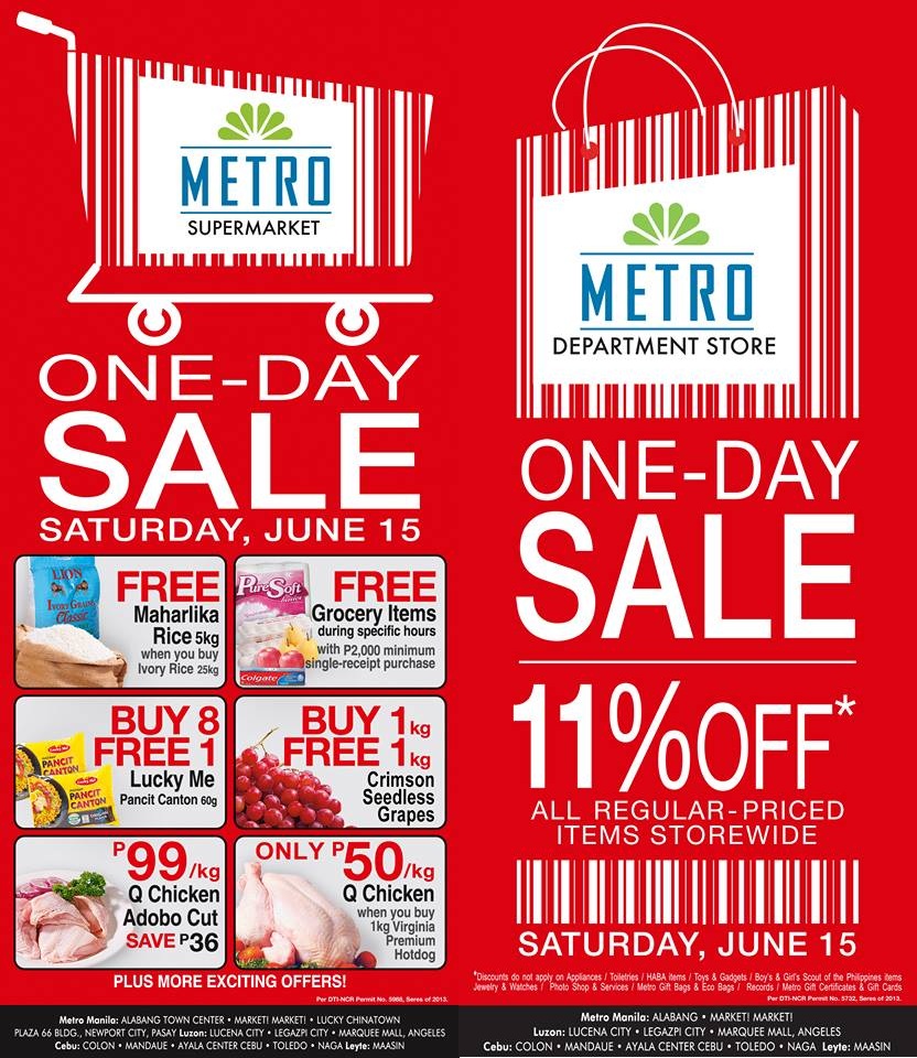 Metro Department Store & Supermarket One-Day Sale June 2013