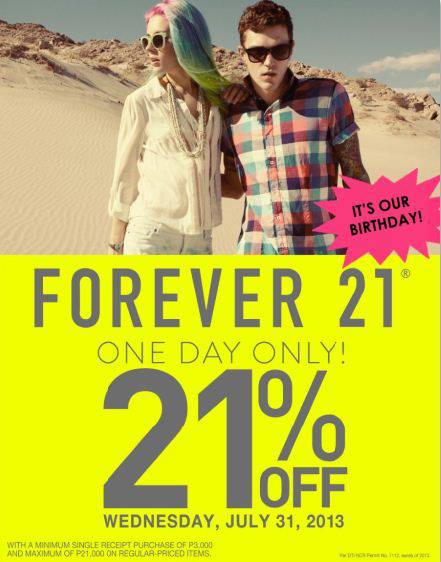 Forever 21 Birthday Sale July 2013