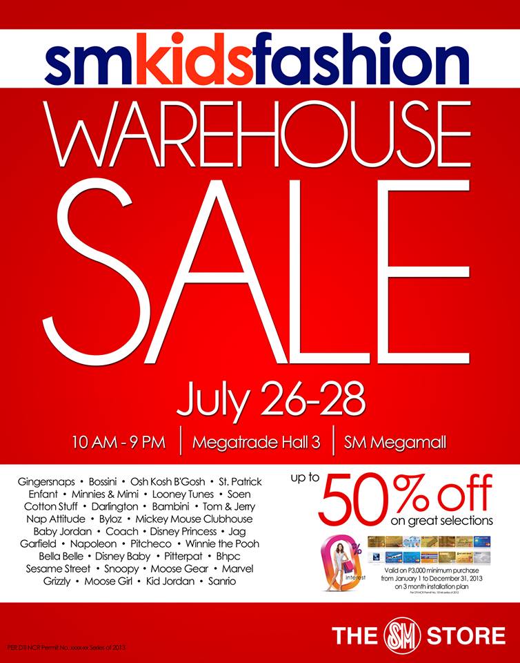 SM Kids Fashion Warehouse Sale @ SM Megatrade Hall July 2013