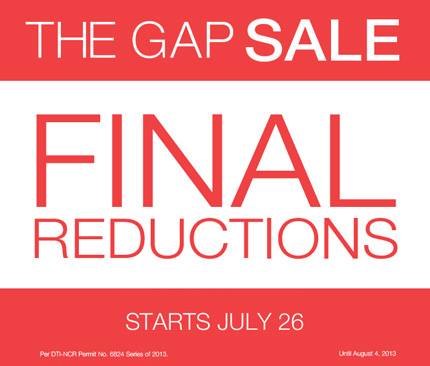 The Gap Sale (Final Reductions) July - August 2013