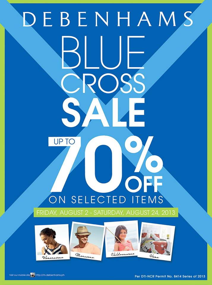 Debenhams Blue Cross Sale August 2013