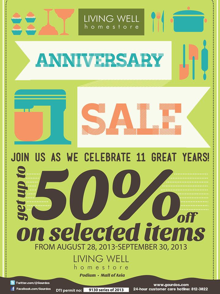 Living Well Anniversary Sale August - September 2013