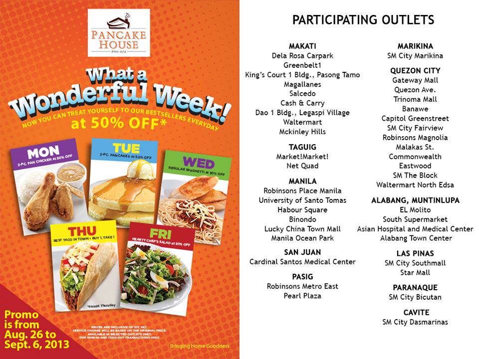 Pancake House What a Wonderful Week Promo August - September 2013