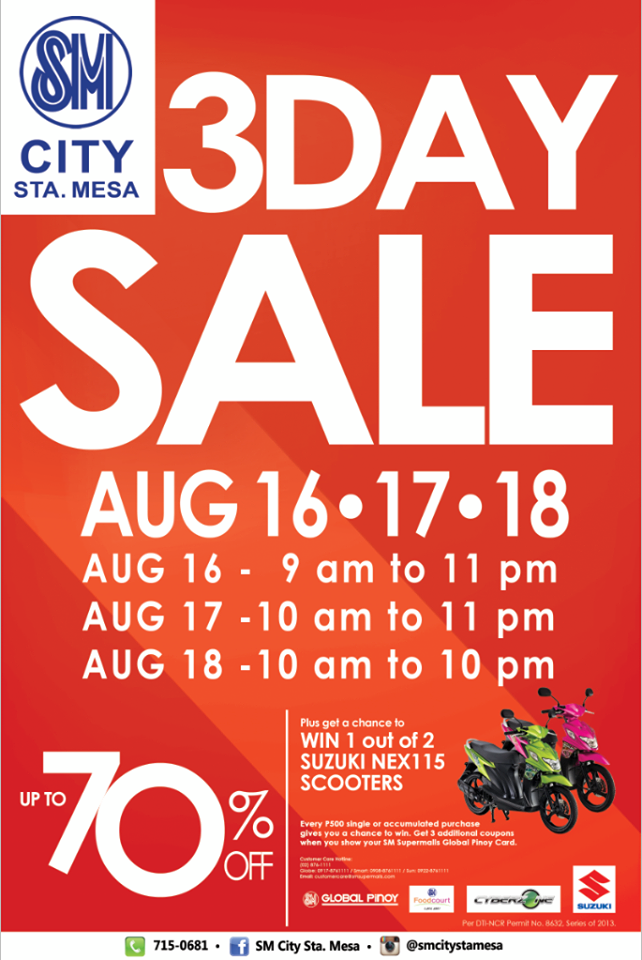 SM City Sta. Mesa 3-Day Sale August 2013